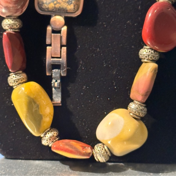 ladies Versales watch & necklace antique, natural polished rocks inlay in copper - Picture 13 of 14